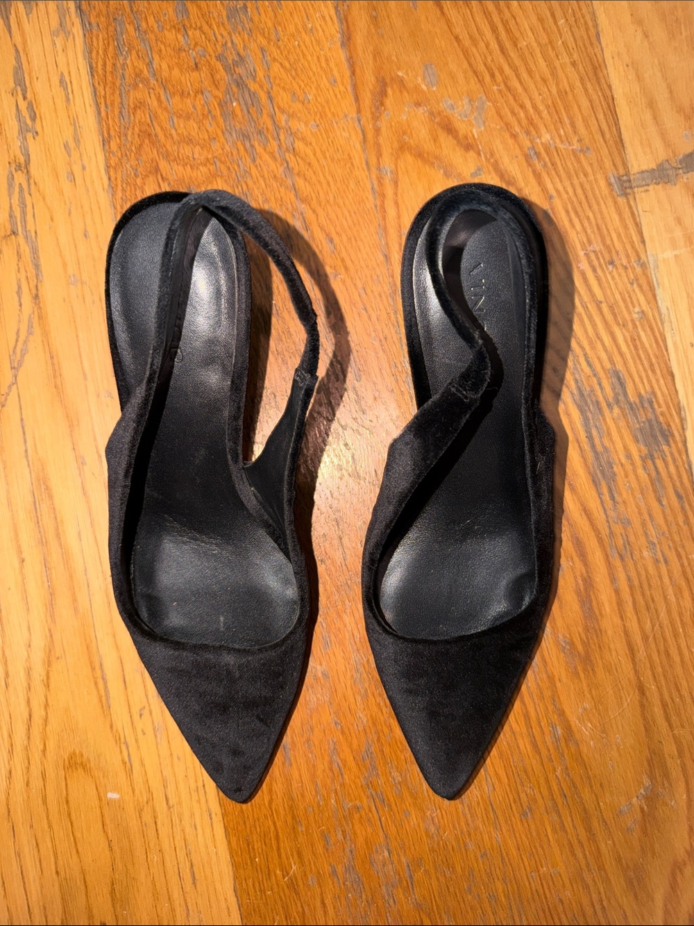 Vince Black Pointed Slingback Mules